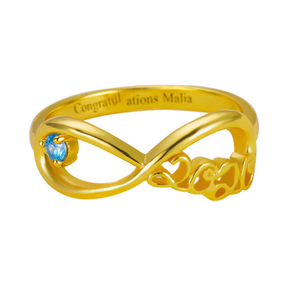 Picture of Infinity Ring with Graduation Year & Birthstone | Custom Graduation Ring
