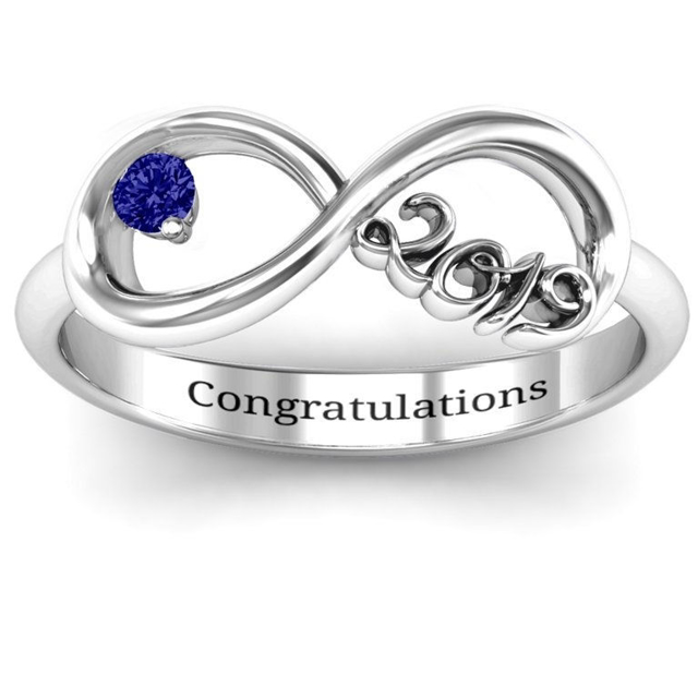 Picture of Infinity Ring with Graduation Year & Birthstone | Custom Graduation Ring