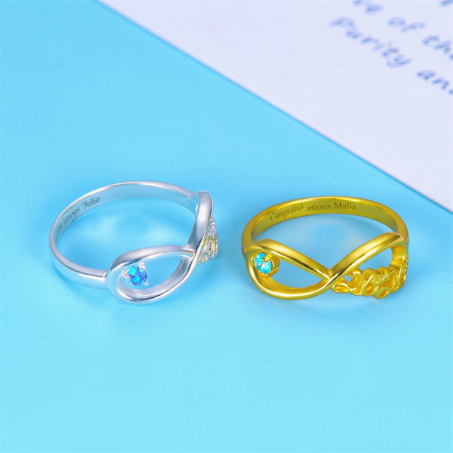 Picture of Infinity Ring with Graduation Year & Birthstone | Custom Graduation Ring
