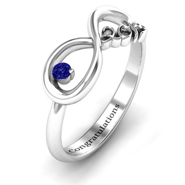 Picture of Infinity Ring with Graduation Year & Birthstone | Custom Graduation Ring