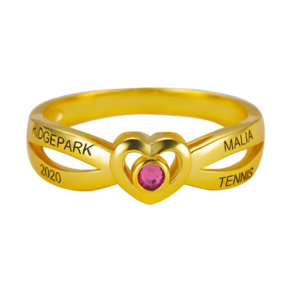 Picture of Ladies Sterling Silver Cross Over Heart Class Ring | Custom Graduation Ring