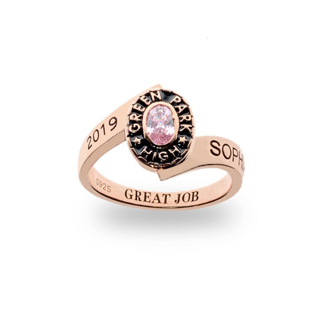 Picture of Traditional Ladies Oval Wrap Class Ring | Custom Graduation Ring