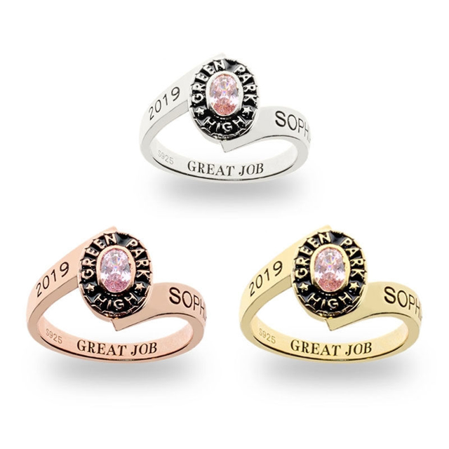 Picture of Traditional Ladies Oval Wrap Class Ring | Custom Graduation Ring