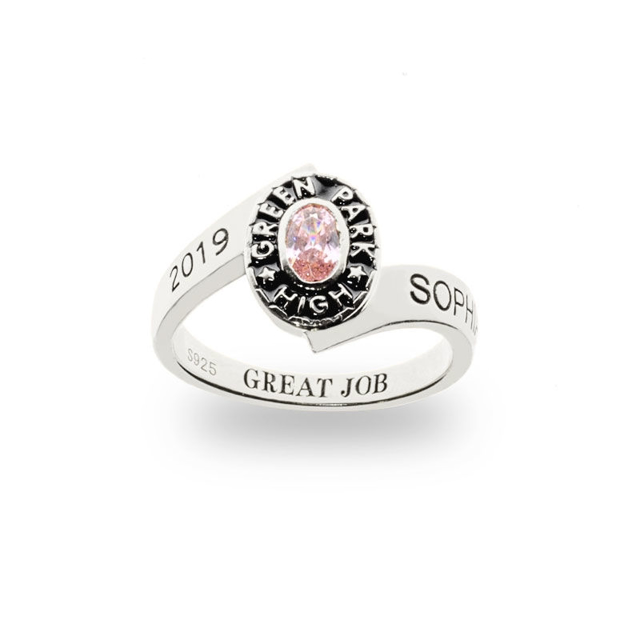 Picture of Traditional Ladies Oval Wrap Class Ring | Custom Graduation Ring