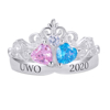 Picture of Engravable Double Heart Gemstone Tiara Graduation Ring with Accents | Graduation Gift