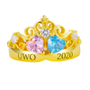 Picture of Engravable Double Heart Gemstone Tiara Graduation Ring with Accents | Graduation Gift