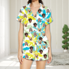 Picture of Custom Summer Pajamas Full Set with Short Sleeves | Personalized Face Unisex Pajamas Set for Couples