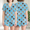 Picture of Custom Face Pajamas Full Set with Short Sleeves | Personalized Unisex Pajamas Set for Summer Day