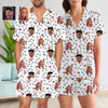 Picture of Custom Summer Day Couple Pajamas | Full Set Pajama with Short Sleeves - Personalised Unisex Pajama Set
