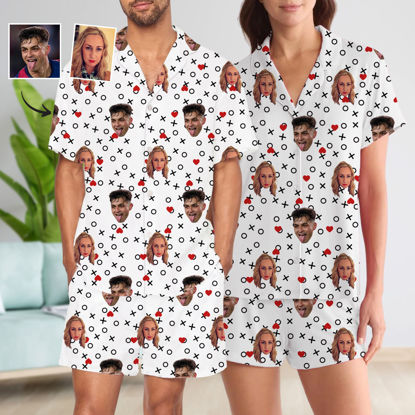 Picture of Custom Summer Day Couple Pajamas | Full Set Pajama with Short Sleeves - Personalised Unisex Pajama Set