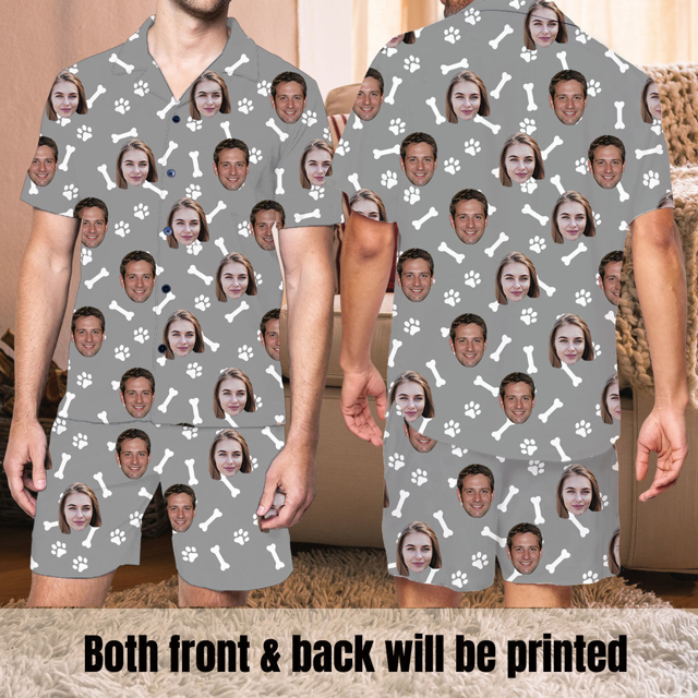 Picture of Custom Summer Day Face Pajamas Full Set | Personalised Unisex Pajama Set with Short Sleevies