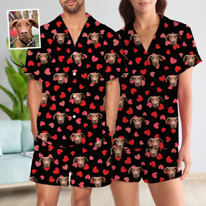 Picture of Custom Summer Day Pajamas | Full Set Pajama with Short Sleeves | Personalised Unisex Pajama Set for Gift