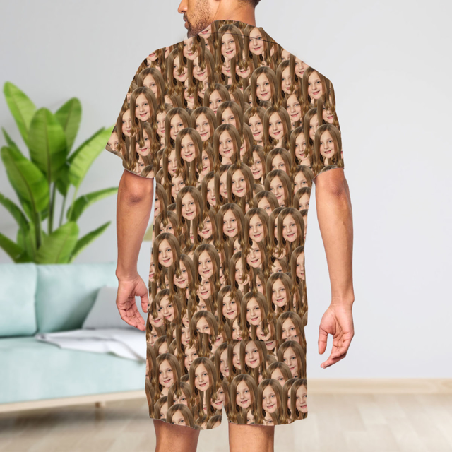 Picture of Custom Summer Day Pajamas | Full Set Pajamas with Short Sleeves | Personalized Unisex Pajama Sets