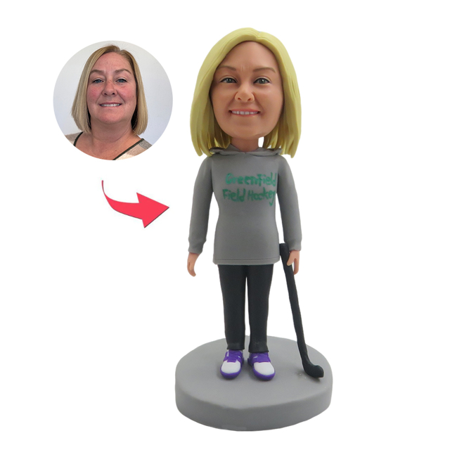 Picture of Custom Bobbleheads: Female Hockey Player | Personalized Bobbleheads for the Special Someone as a Unique Gift Idea｜Best Gift Idea for Birthday, Christmas, Thanksgiving etc.