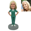 Picture of Custom Bobbleheads: Female Doctor Green Scrubs | Personalized Bobbleheads for the Special Someone as a Unique Gift Idea｜Best Gift Idea for Doctor