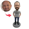Picture of Custom Bobbleheads:  Happy casual man| Personalized Bobbleheads for the Special Someone as a Unique Gift Idea｜Best Gift Idea for Birthday, Christmas, Thanksgiving etc.