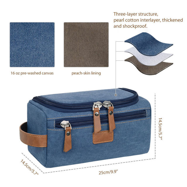 Picture of Custom Canvas Toiletry Bag for Men | Personalized Bags for Groomsmen | Easy Carry Travel Bag For Him