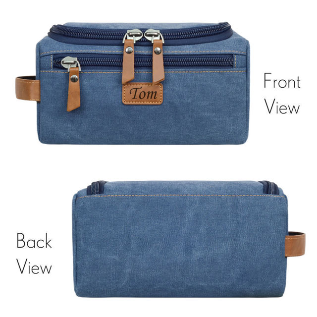 Picture of Custom Canvas Toiletry Bag for Men | Personalized Bags for Groomsmen | Easy Carry Travel Bag For Him