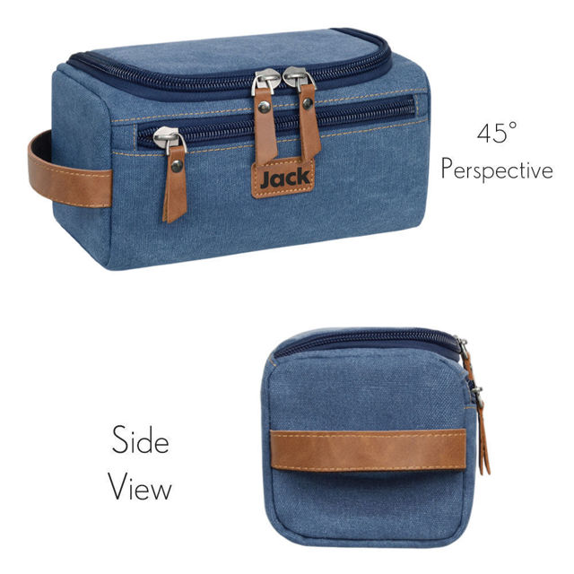 Picture of Custom Canvas Toiletry Bag for Men | Personalized Bags for Groomsmen | Easy Carry Travel Bag For Him