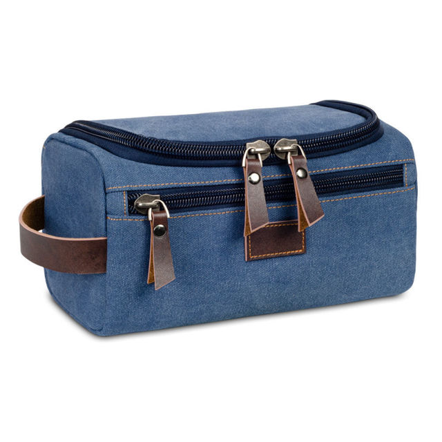 Picture of Custom Canvas Toiletry Bag for Men | Personalized Bags for Groomsmen | Easy Carry Travel Bag For Him
