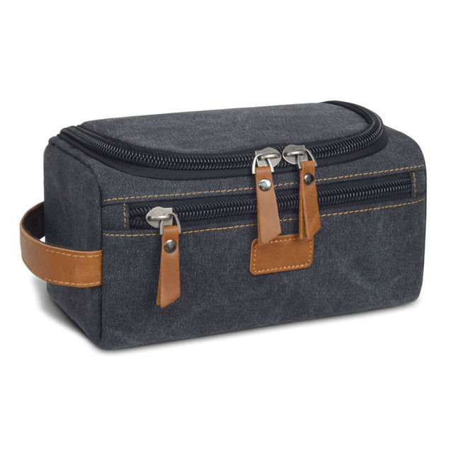 Picture of Custom Canvas Toiletry Bag for Men | Personalized Bags for Groomsmen | Easy Carry Travel Bag For Him