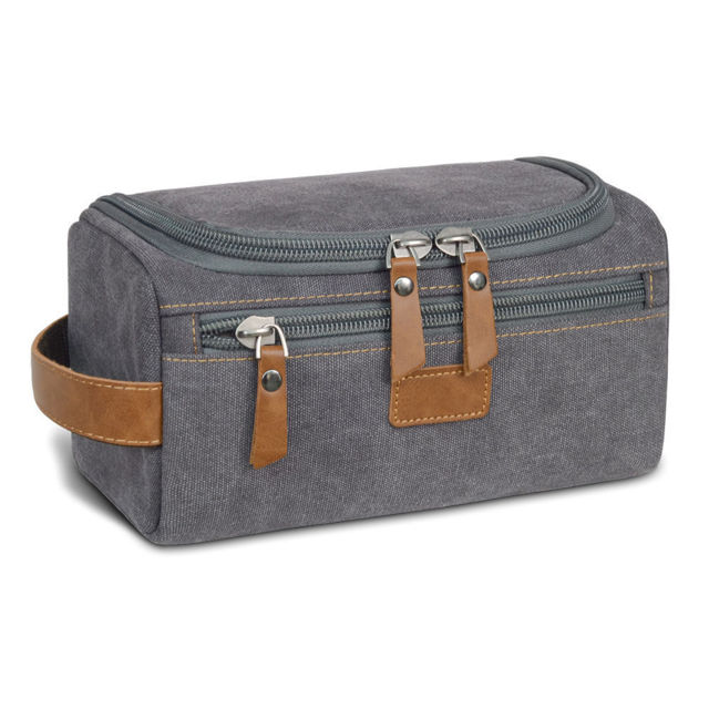 Picture of Custom Canvas Toiletry Bag for Men | Personalized Bags for Groomsmen | Easy Carry Travel Bag For Him