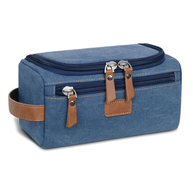 Picture of Custom Canvas Toiletry Bag for Men | Personalized Bags for Groomsmen | Easy Carry Travel Bag For Him