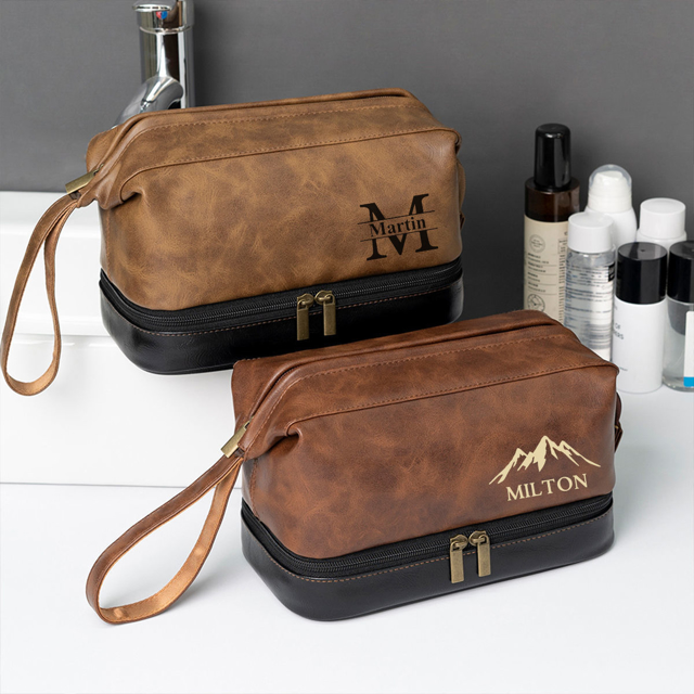 Picture of Custom PU Leather Toiletry Bag | Easy Carry Travel Bags For Men | Father's Day Gifts