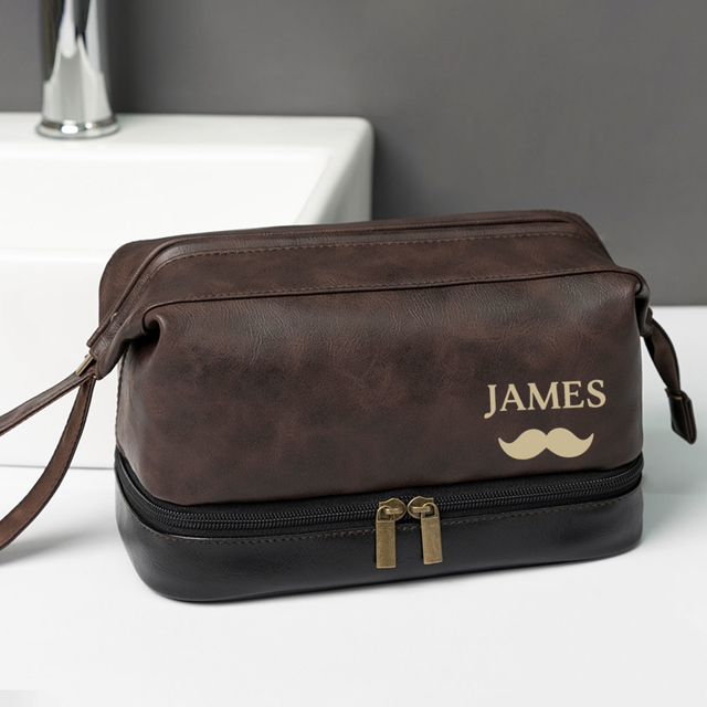 Picture of Custom PU Leather Toiletry Bag | Easy Carry Travel Bags For Men | Father's Day Gifts