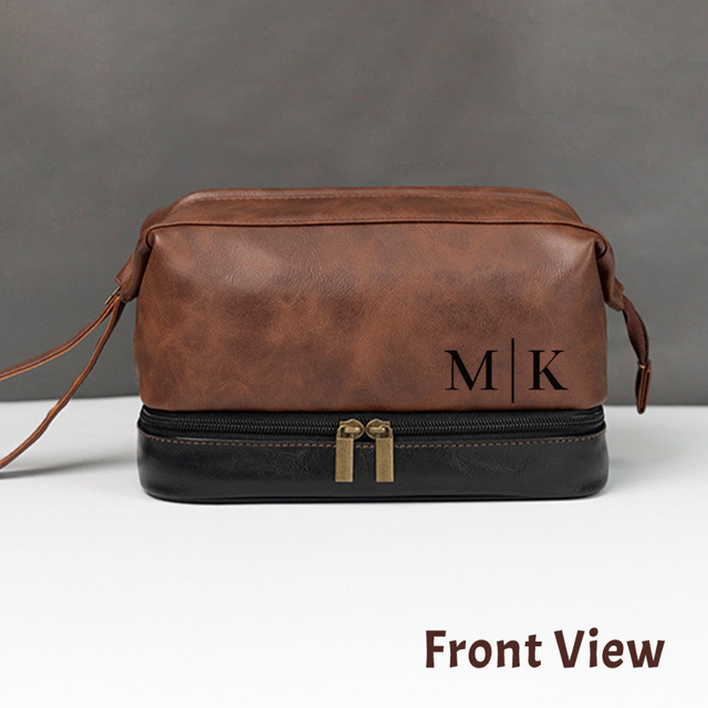 Picture of Custom PU Leather Toiletry Bag | Easy Carry Travel Bags For Men | Father's Day Gifts