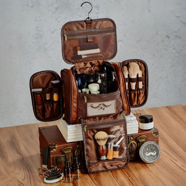 Picture of Custom Large Capacity Leather Toiletry Bag |  Easy Carry Travel Bag For Men I Father's Day Gift