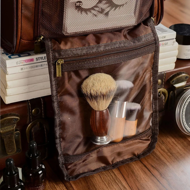 Picture of Custom Large Capacity Leather Toiletry Bag |  Easy Carry Travel Bag For Men I Father's Day Gift