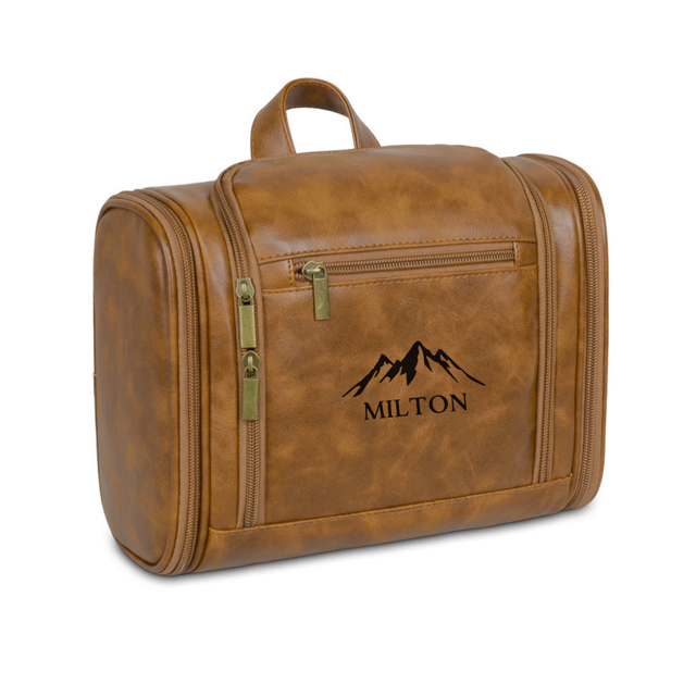 Picture of Custom Large Capacity Leather Toiletry Bag |  Easy Carry Travel Bag For Men I Father's Day Gift