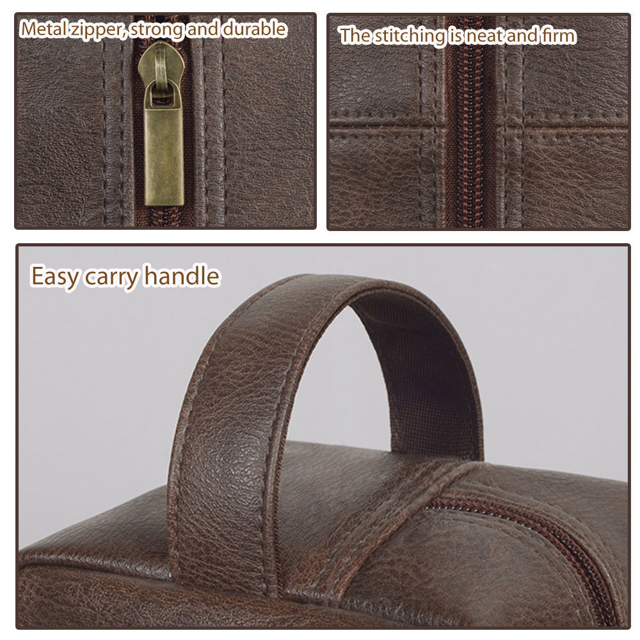 Picture of Personalized Leather Toiletry Bag - Men's Easy Carry Travel Bag | Birthday Gift | Simple but Elegant