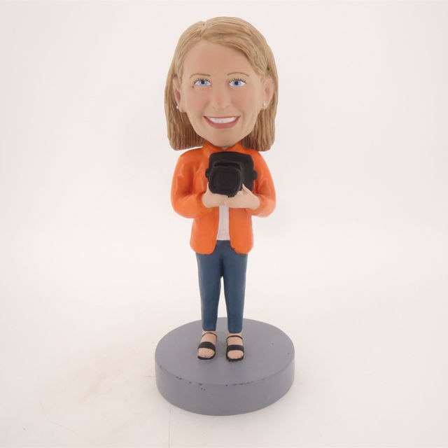 Picture of Custom Bobblehead Doll: Girl Holding Camera