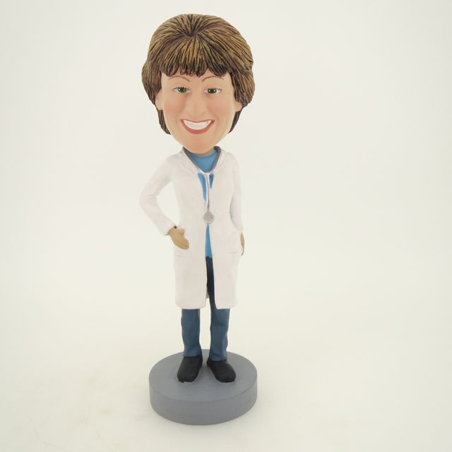Picture of Custom Bobblehead Doll: Female Doctor with White Gown