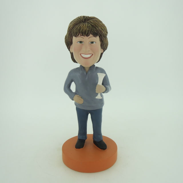 Picture of Custom Bobblehead Doll: Woman with Wine Glass