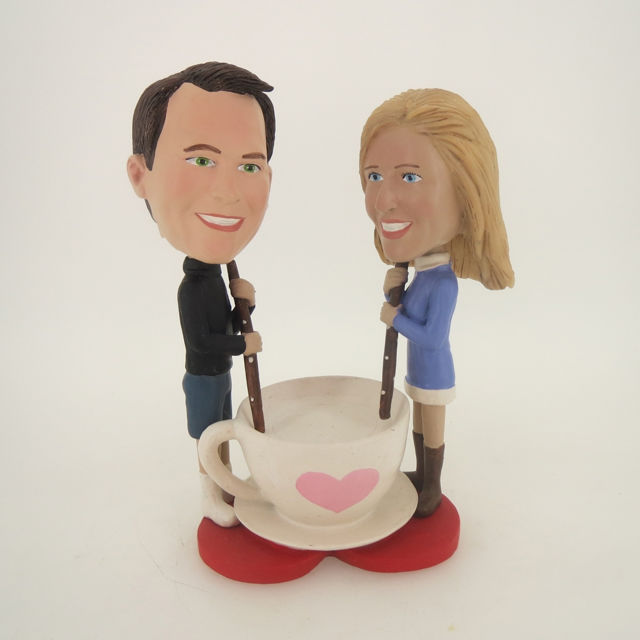 Picture of Custom Bobblehead Doll: Couple Stirring Love Mug