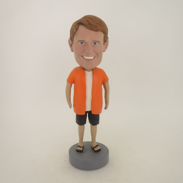 Picture of Custom Bobblehead Doll: Casual Man In Orange Shirt