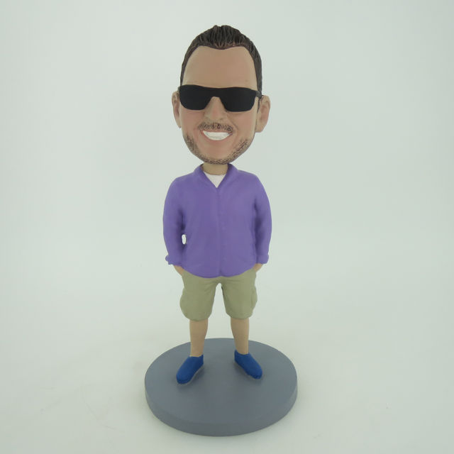 Picture of Custom Bobblehead Doll: Cugar In Purple Shirt And Sunglass