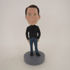 Picture of Custom Bobblehead Doll: Man In Black TShirt And Blue Jeans