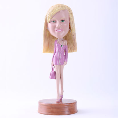 Picture of Custom Bobblehead Doll: Fashion Girl with Tote Bag