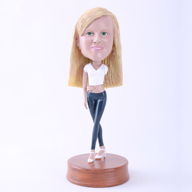 Picture of Custom Bobblehead Doll: Woman Backhand Touch Navel