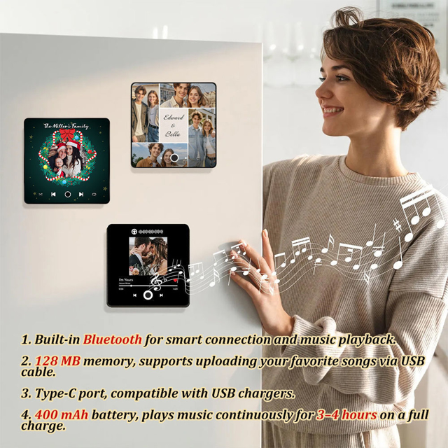 Picture of Custom Christmas Music Photo Fridge Magnet | Spotify Plaque Fridge Magnet | Bluetooth Supported