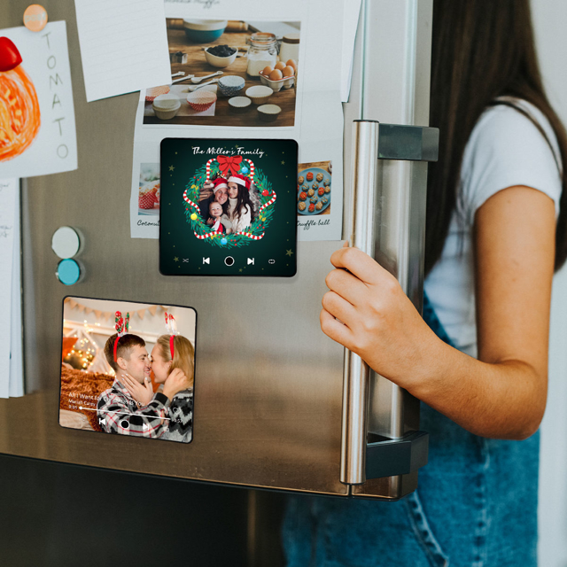 Picture of Custom Christmas Music Photo Fridge Magnet | Spotify Plaque Fridge Magnet | Bluetooth Supported