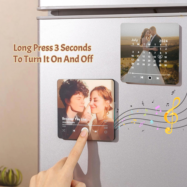 Picture of Customized Music Photo Fridge Magnet - Personalised Spotify Plaque Magnet - Custom Music Fridge Magnet with Calendar