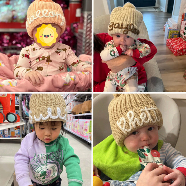 Picture of Personalised Embroidered Knit Hat for Baby & Toddler | Custom Name Embroidery Hat | Embroidered Beanie Hat