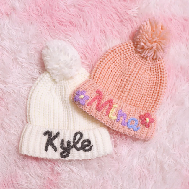 Picture of Personalised Embroidered Knit Hat for Baby & Toddler | Custom Name Embroidery Hat | Embroidered Beanie Hat