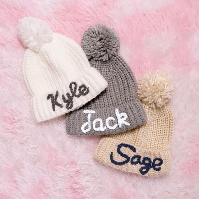 Picture of Personalised Embroidered Knit Hat for Baby & Toddler | Custom Name Embroidery Hat | Embroidered Beanie Hat