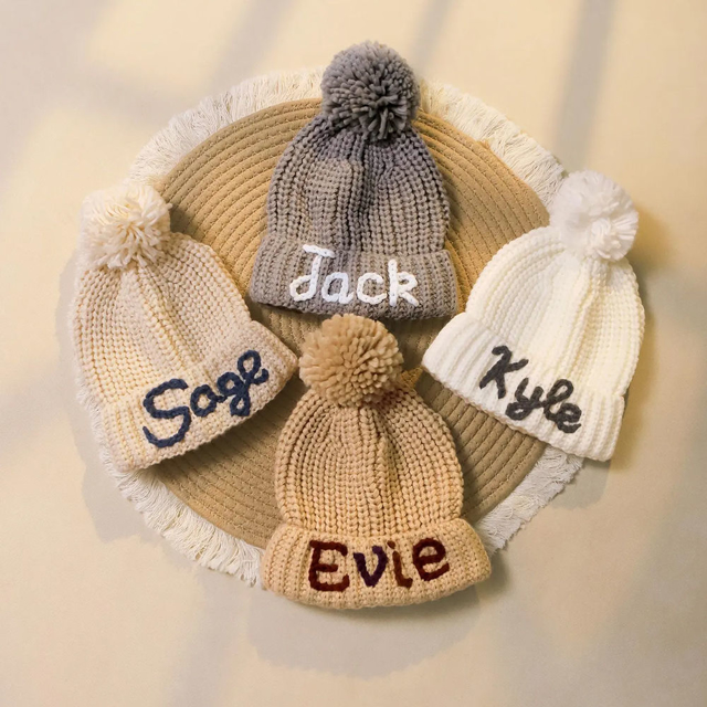 Picture of Personalised Embroidered Knit Hat for Baby & Toddler | Custom Name Embroidery Hat | Embroidered Beanie Hat